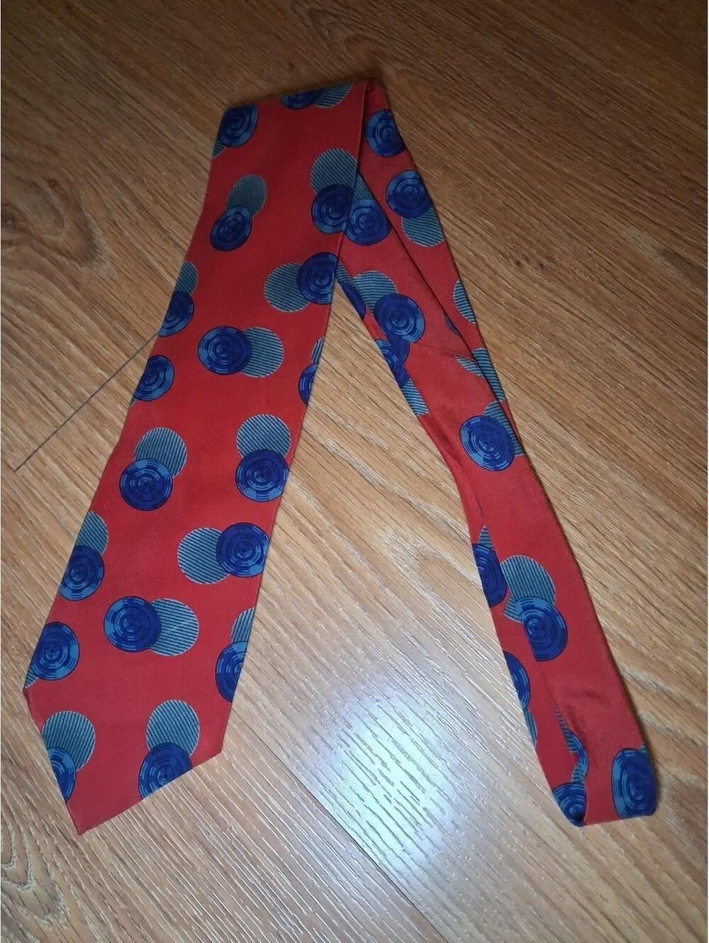 Christian Dior 100% Silk Tie Red Multicolor Geometric Wide